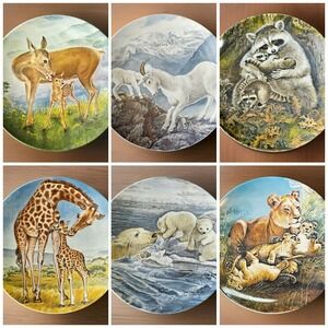 Knowles Signs Of Love Plates Set 6 Yin-Rei Hicks Wildlife Animals Mothers 80s